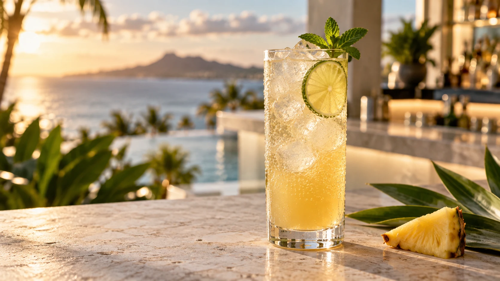Polynesian Kiss Bitters Cocktail: A Pineapple Gin Highball