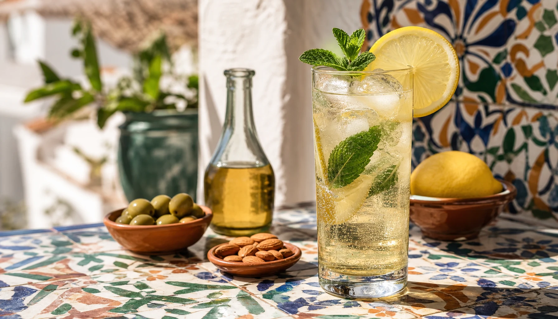 A dry, minty Andalusian highball that mixes fino sherry, lemon-lime soda, and ice into a feria-ready European refresher.